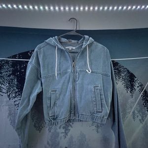 Cropped Denim Jacket with Hood